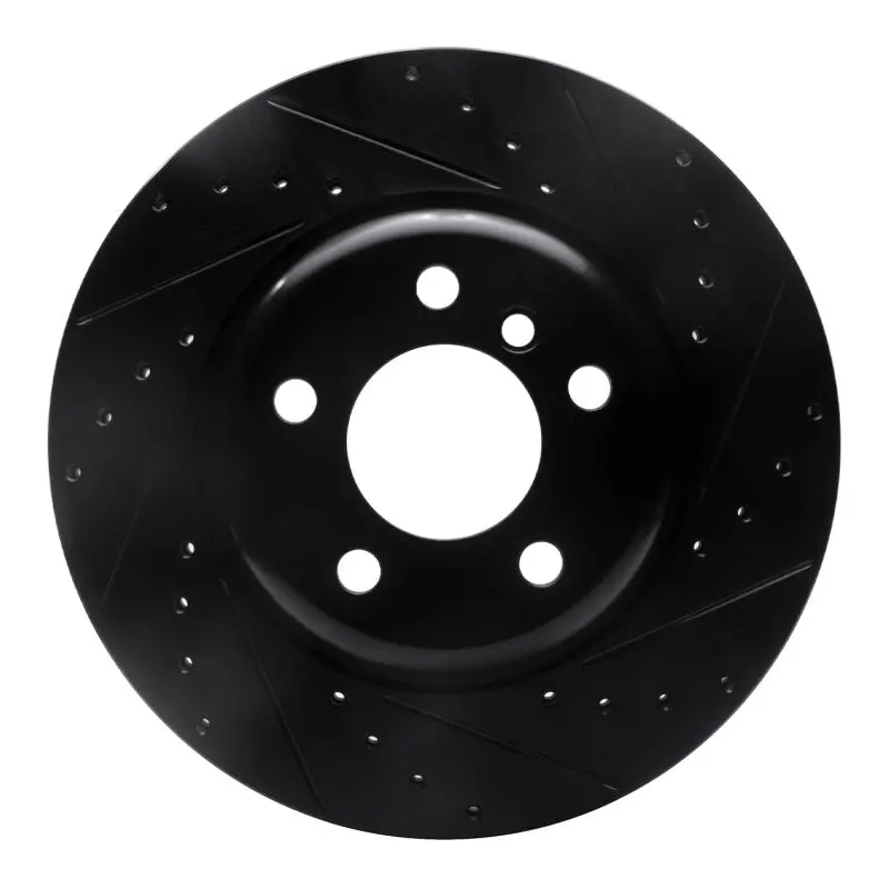 R1 11-16 Bmw 528I Xdrive Front Right Drilled & Slotted Black Brake Rotor 1