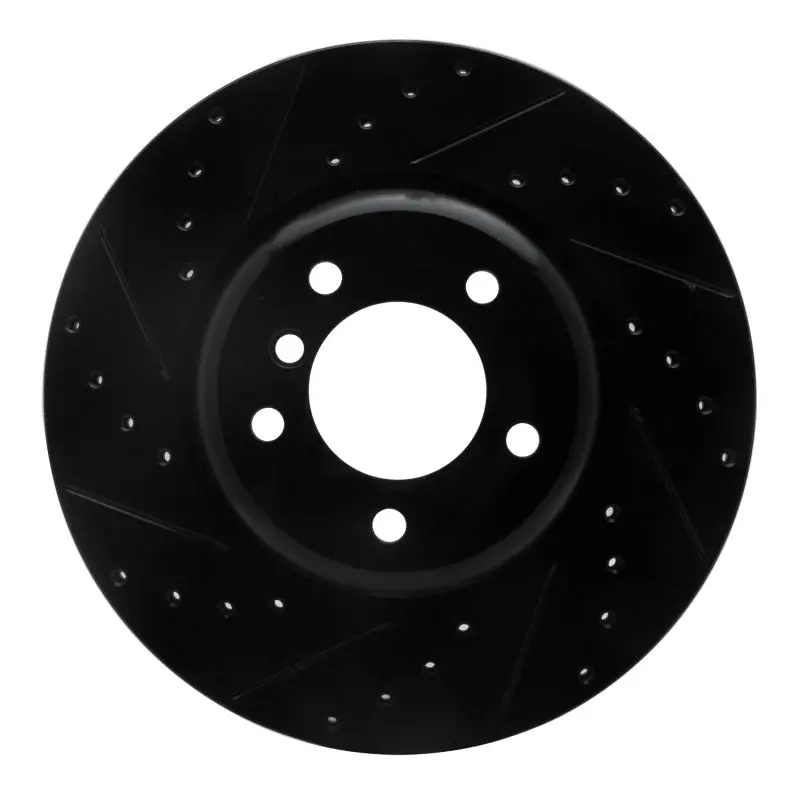 R1 06-13 Bmw 135I Front Left Drilled & Slotted Black Brake Rotor 1