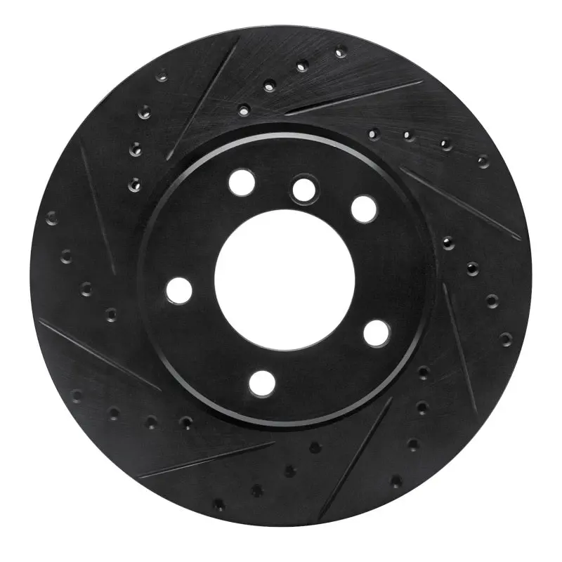 R1 04-10 Bmw 525I (Mexico) Front Left Drilled & Slotted Black Brake Rotor 1