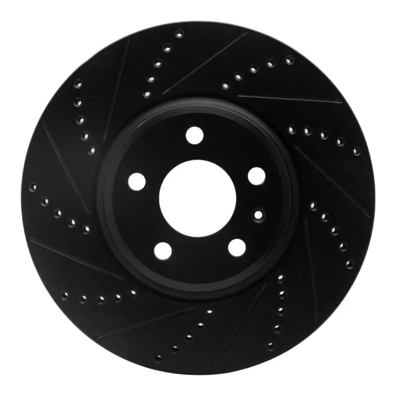 R1 08-12 Audi Q5 (Mexico) Front Left Drilled & Slotted Black Brake Rotor 1