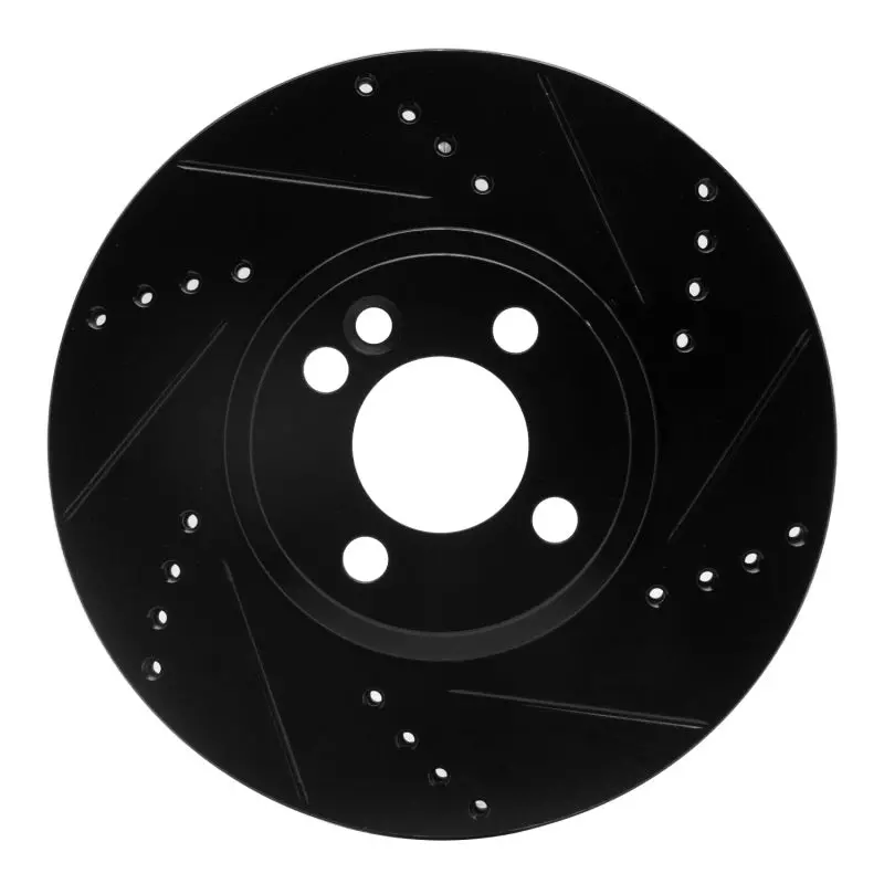 R1 07-15 Mini Cooper (Excl Clubman) Front Right Drilled & Slotted Black Brake Rotor 1