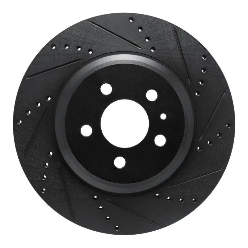 R1 17-25 Tesla Model 3 Rear Right Drilled & Slotted Black Brake Rotor 1
