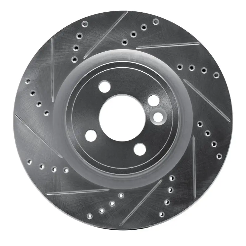 R1 09-14 Mini Cooper (Excl Clubman) Front Left Drilled & Slotted Silver Brake Rotor 1