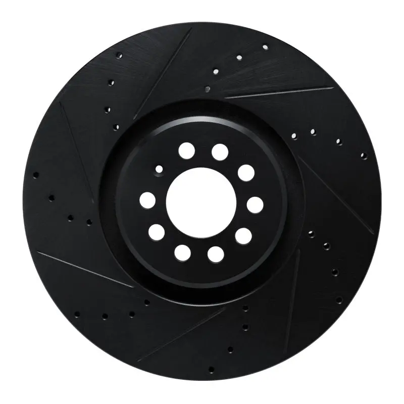 R1 04-06 Audi Tt Quattro Left Front Drilled & Slotted Black Brake Rotor 1