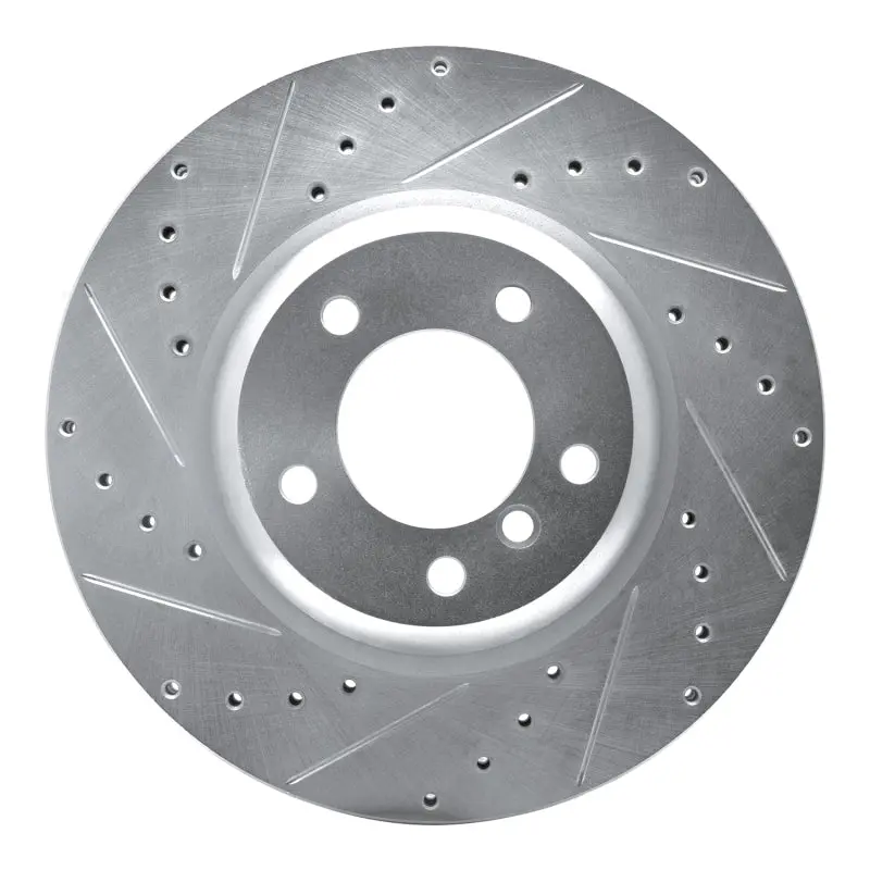 R1 06-13 Bmw 135Is Front Left Drilled & Slotted Silver Brake Rotor 1