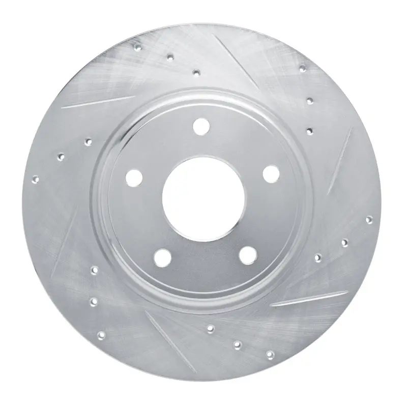 R1 12-20 Chrysler Town & Country Rear Right Drilled & Slotted Silver Brake Rotor 1