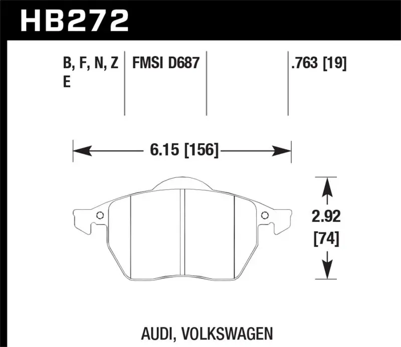 Hawk 00-02 Audi Tt Base/Quattro 1.8L Dtc-60 Race Front Brake Pads 1