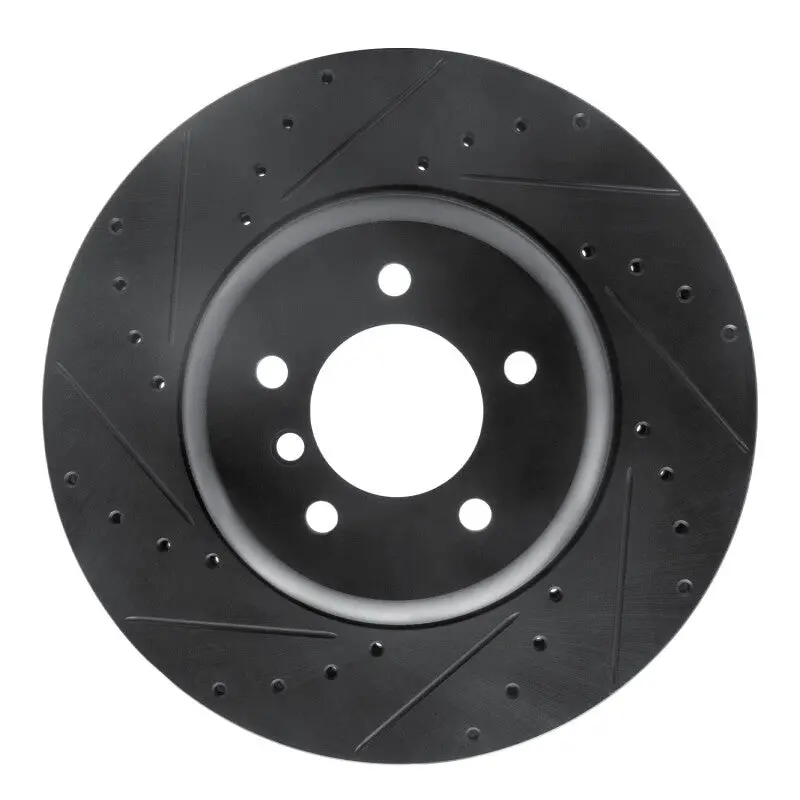 R1 11-16 Bmw Z4 Front Left Drilled & Slotted Black Brake Rotor 1