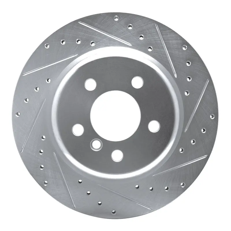 R1 11-16 Bmw 528I Rear Right Drilled & Slotted Silver Brake Rotor 1