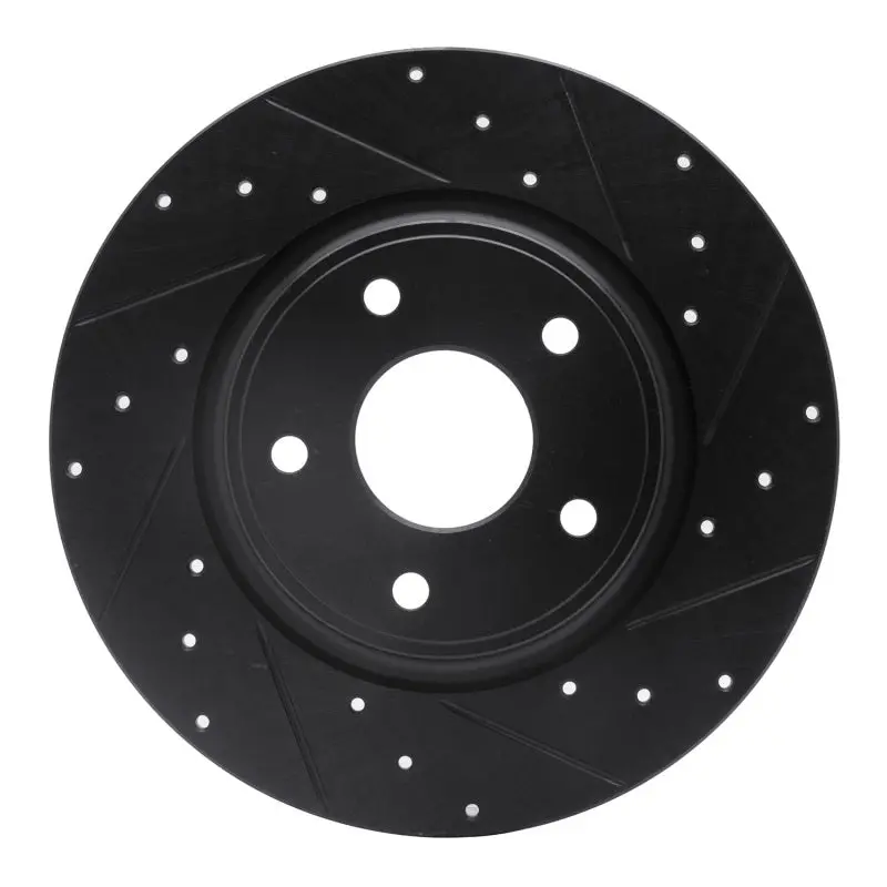 R1 12-20 Chrysler Town & Country Rear Right Drilled & Slotted Black Brake Rotor 1