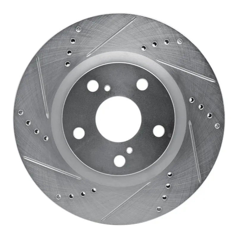 R1 22-25 Audi A3 Quattro Front Left Drilled & Slotted Silver Brake Rotor 1