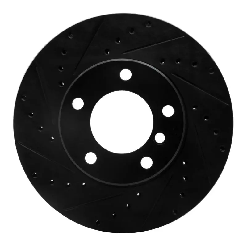 R1 96-03 Bmw 528I Front Left Drilled & Slotted Black Brake Rotor 1