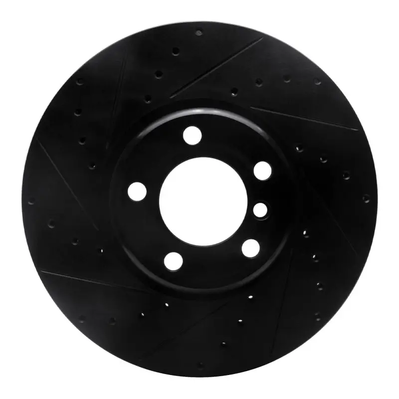 R1 12-21 Bmw 228I Front Left Drilled & Slotted Black Brake Rotor 1