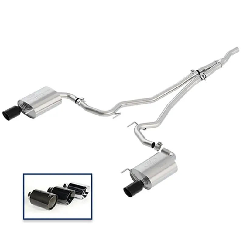 Ford Racing 18+ Mustang 2.3L Ecoboost Cat-Back Touring Exhaust System W/Black Chrome Tips 1
