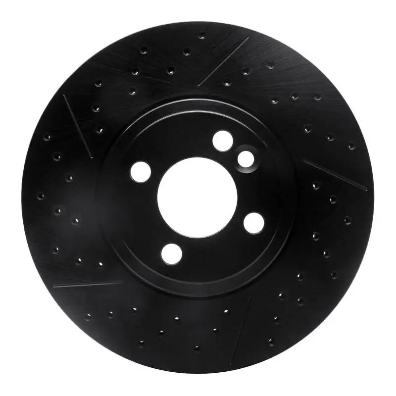 R1 07-15 Mini Cooper Clubman Front Drilled & Slotted Black Brake Rotor 1