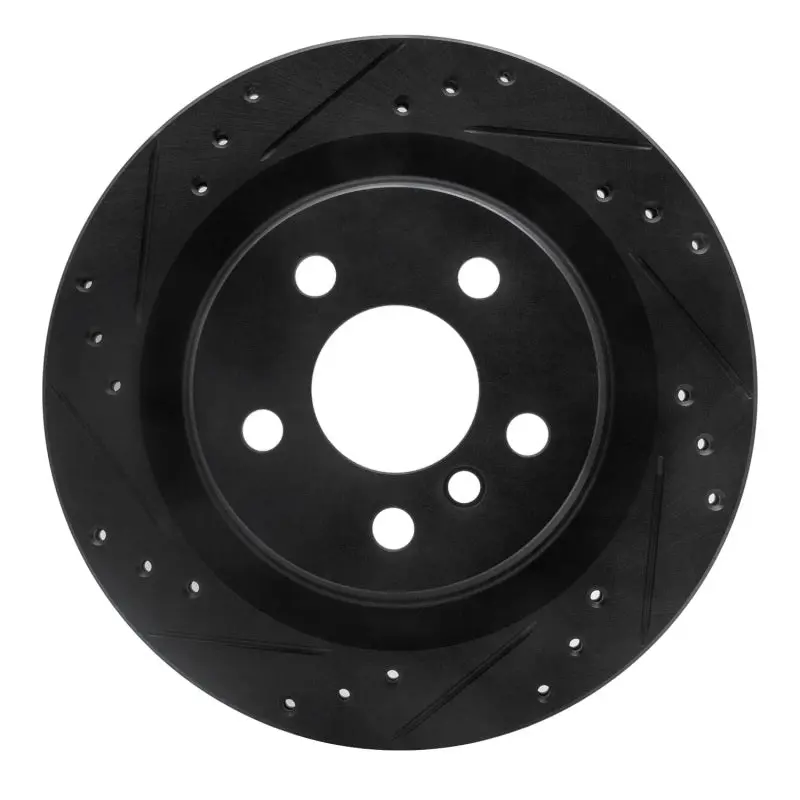 R1 16-26 Bmw 228I Gran Coupe Rear Left Drilled & Slotted Black Brake Rotor 1