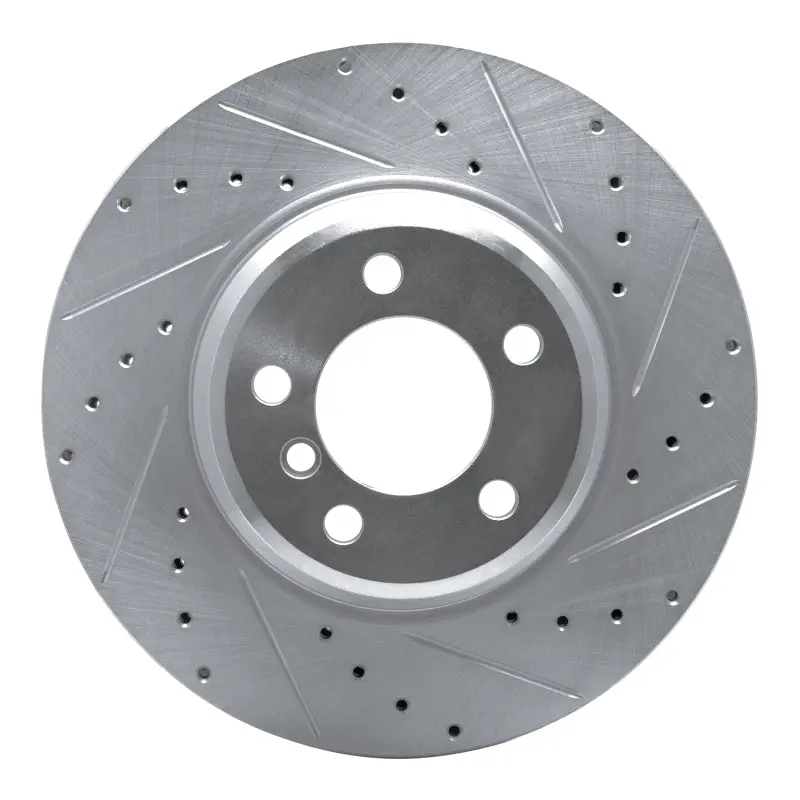 R1 02-08 Bmw 750Li Front Right Drilled & Slotted Silver Brake Rotor 1