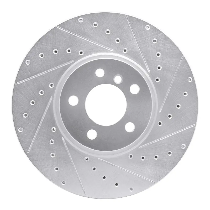R1 02-06 Bmw X5 Front Right Drilled & Slotted Silver Brake Rotor 1