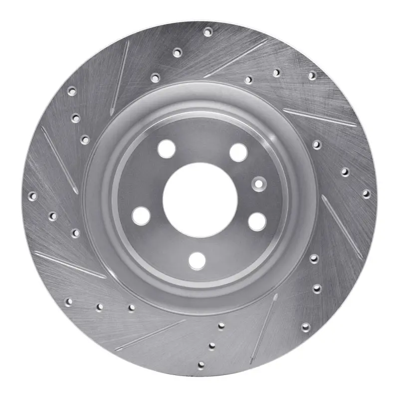 R1 2008-2025 Audi A7 Quattro Rear Left Drilled & Slotted Silver Brake Rotor 1