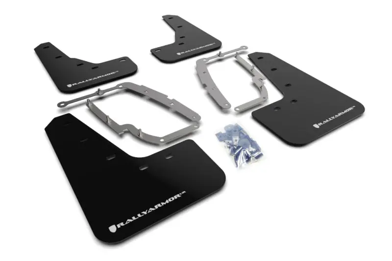 Rally Armor 17-23 Tesla Model 3 Black Ur Mud Flap W/White Logo 1