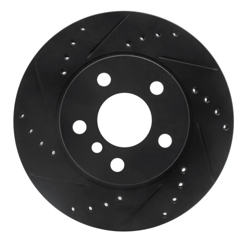 R1 14-21 Bmw I3 Front Left Drilled & Slotted Black Brake Rotor 1