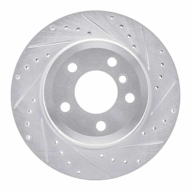 R1 07-19 Bmw X6 Rear Right Drilled & Slotted Silver Brake Rotor 1