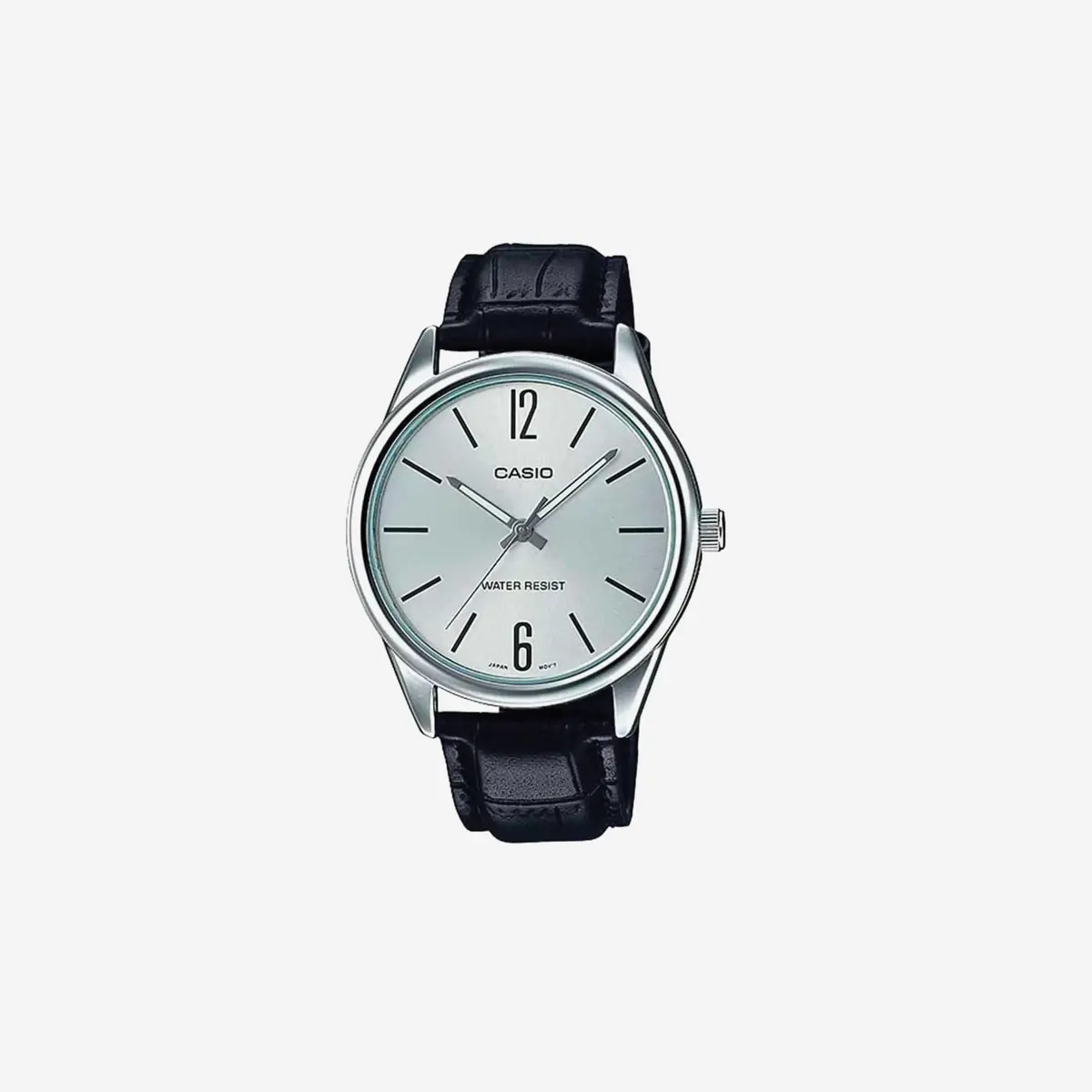 Casio #Mtp-V005l-7B Standard Analog Black Leather Band Silver Dial Watch 1