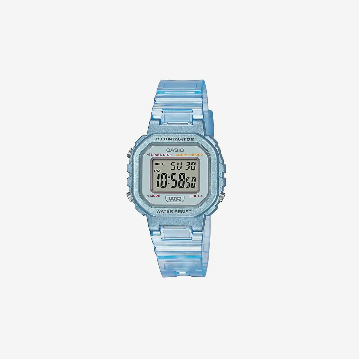 Casio Illuminator Alarm Chronograph Clear Blue Digital Watch La-20Whs-2A 1