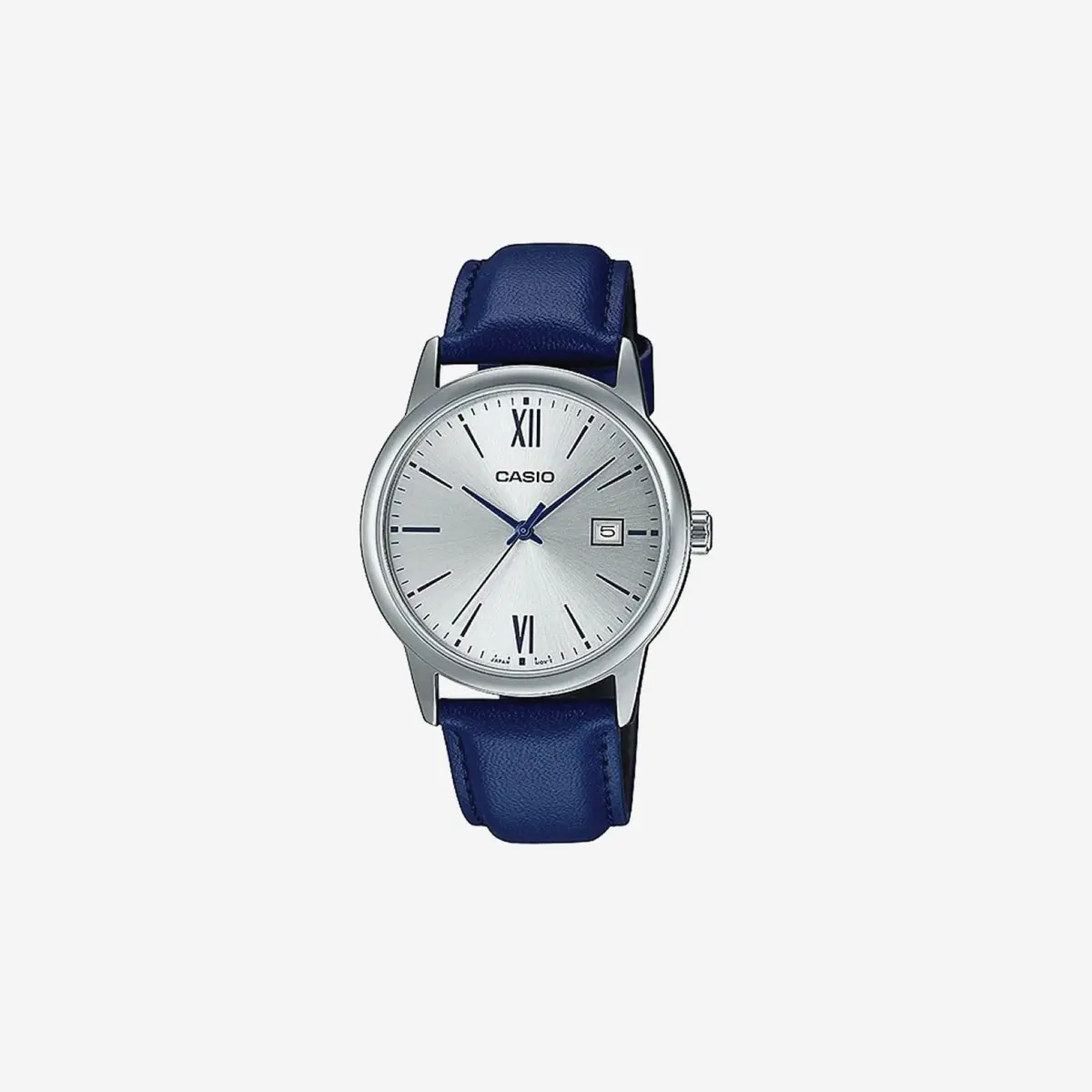 Casio Mtp-V002l-2B3 Standard Dress Analog Blue Leather Band Silver Dial Date Watchh 1