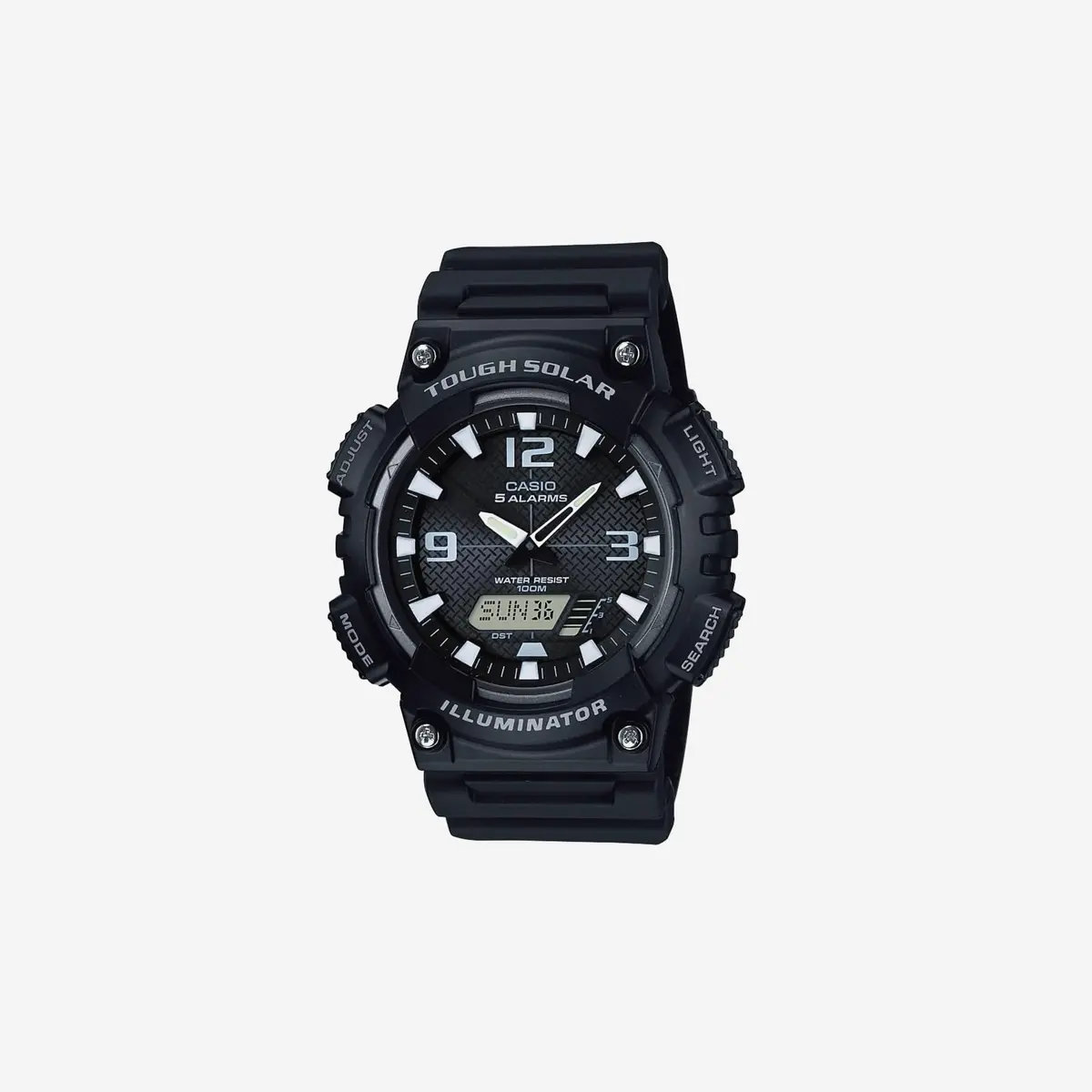 Casio Aqs800w Series / Analog Digital Watch / 100M Wr / Solar Powered / 1/100 Sec Stop Watch / 6-Language Day Of The Week Indicator / Countdown Timer / Led Light / Multi Alarm 1