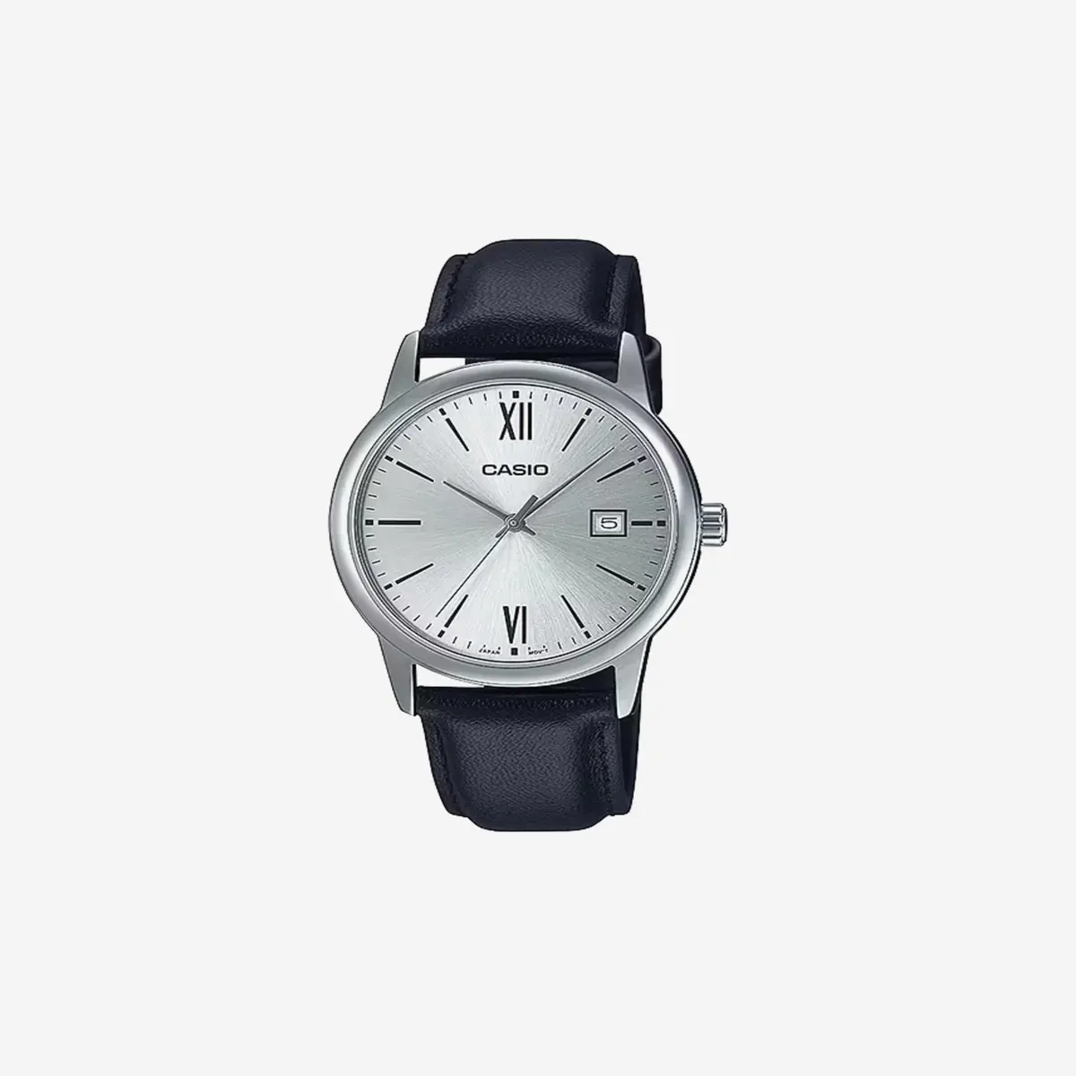 Casio Mtp-V002l-7B3 Standard Analog Black Leather Band Silver Dial Date Watch 1