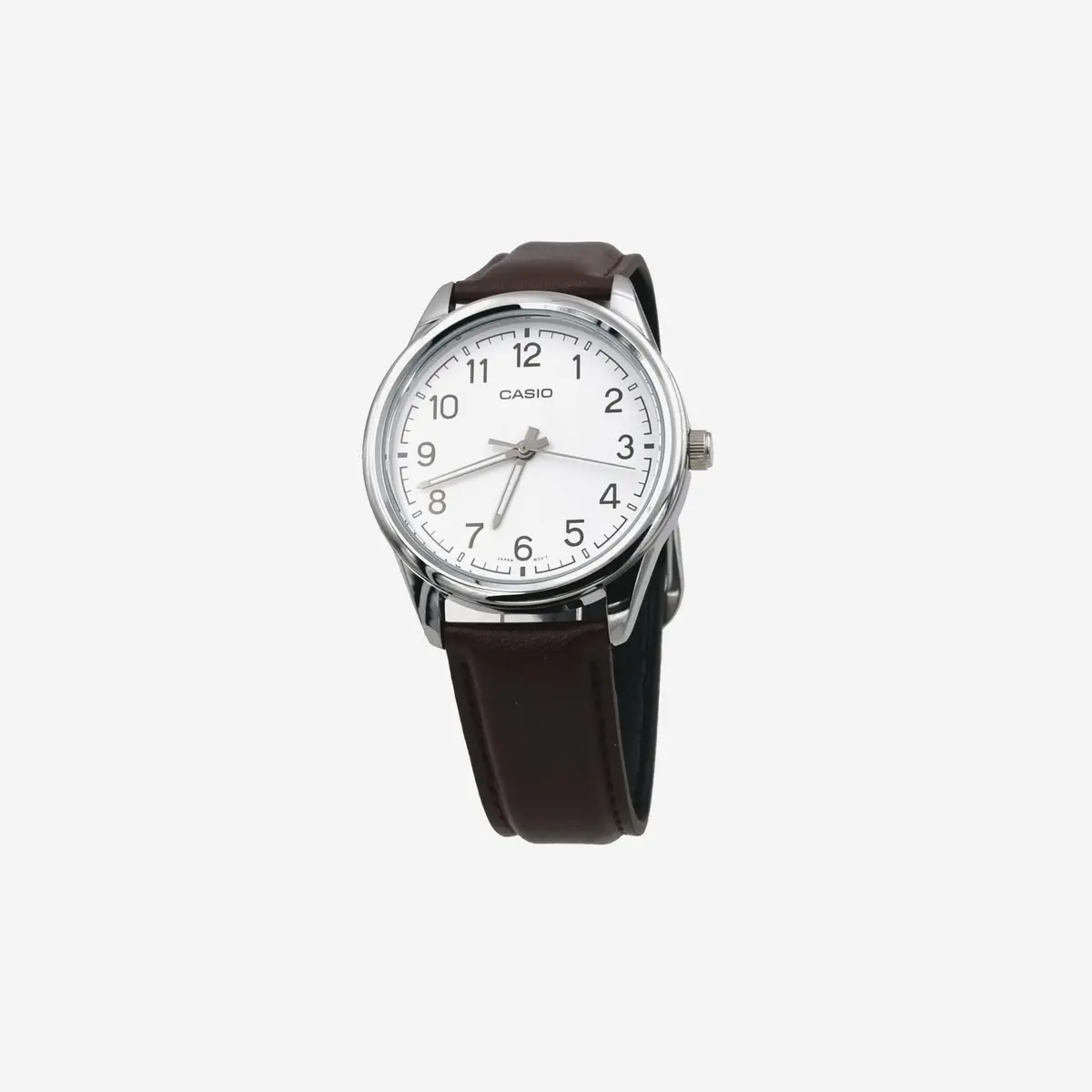 Casio Mtp-V005l-7B4 Brown Leather Band White Numbers Dial Casual Analog Watch 1