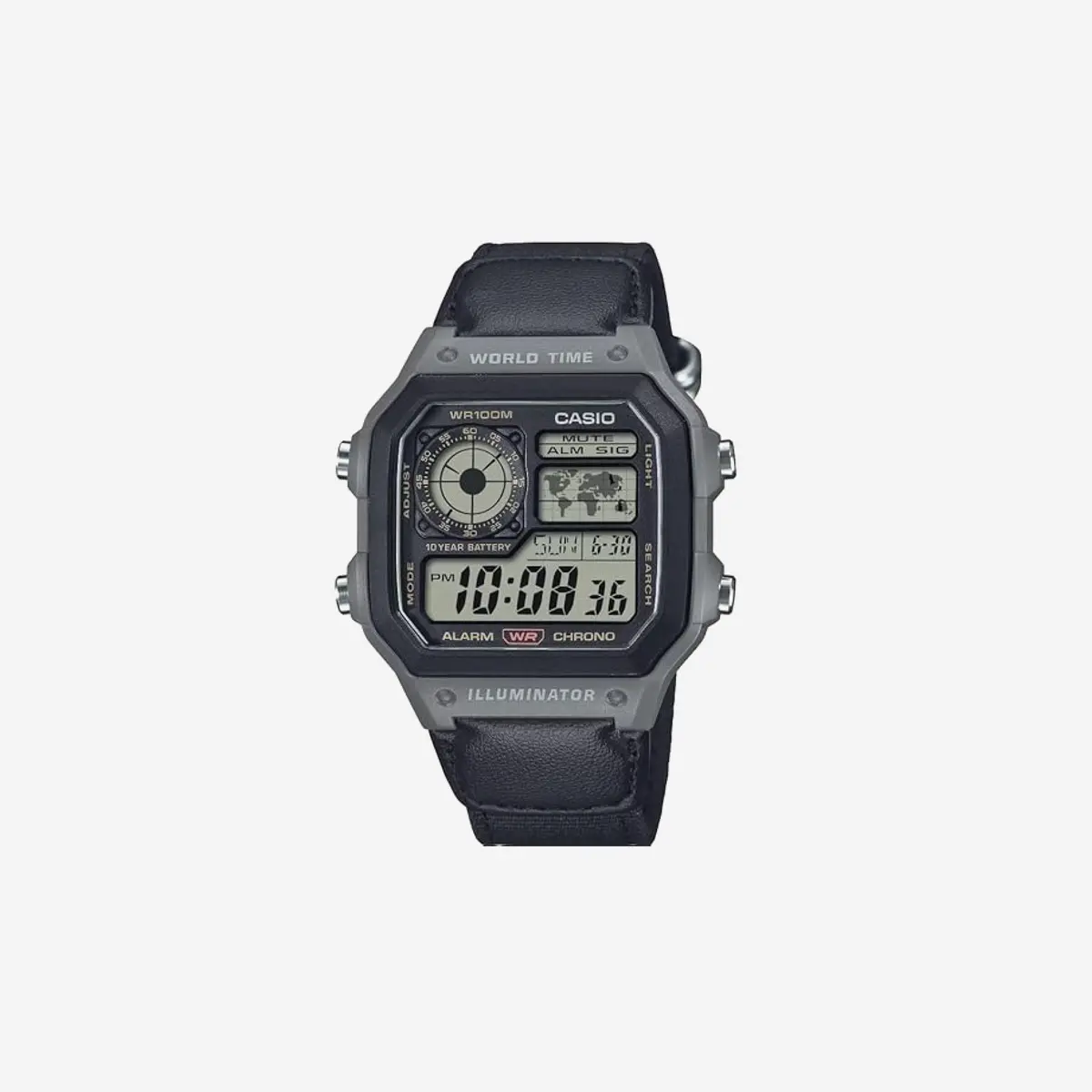 Casio Ae1200 Series Black/Green Led Illuminator World Time 1