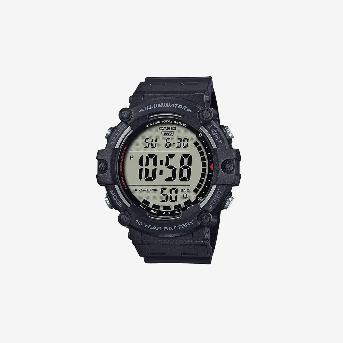 Casio Illuminator Ae1500wh Series / 10-Year Battery / Led Backlight / 5-Alarms / 1/100 Sec Stopwatch / Digital Watch 1