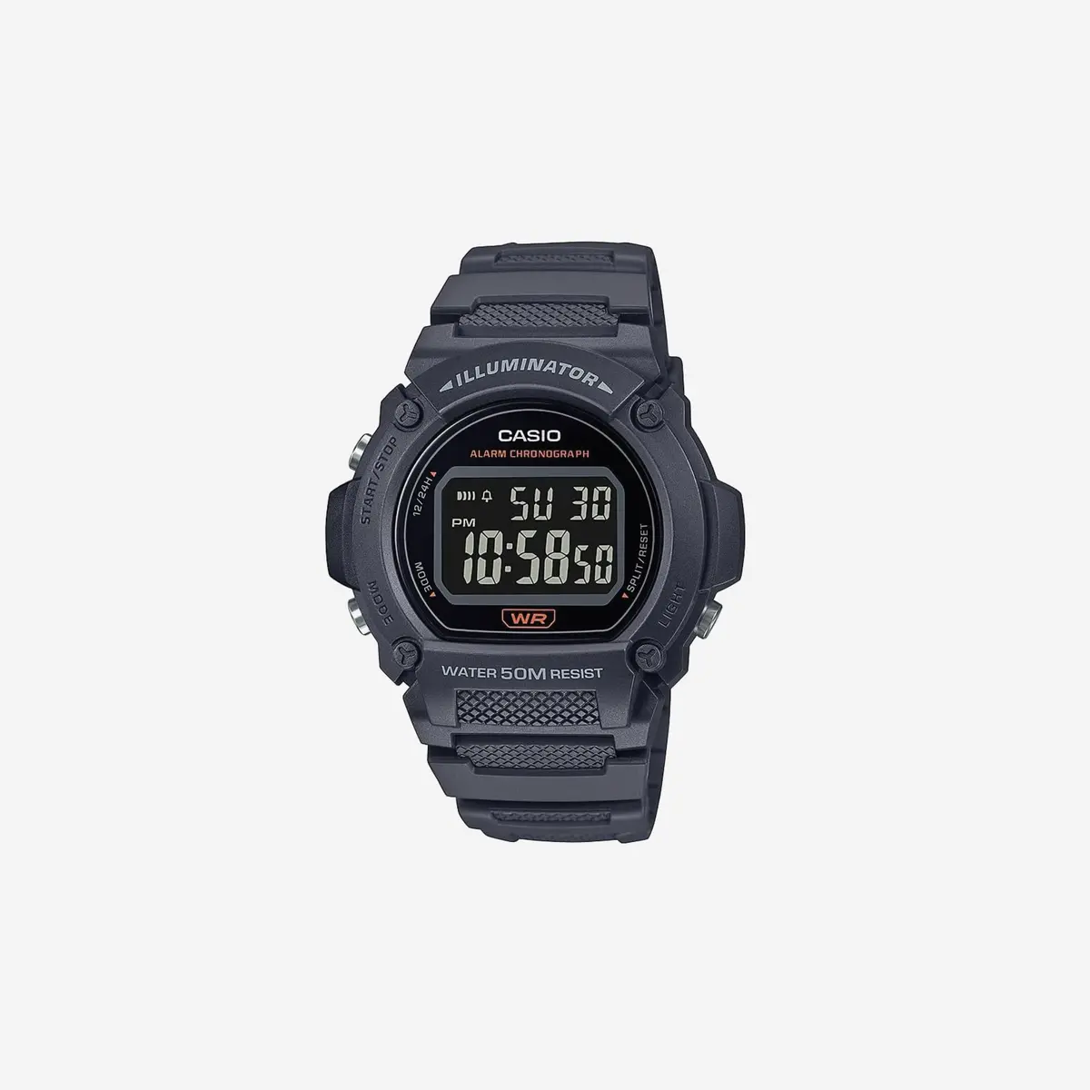 Casio W219h Series / Digital Watch / 50M Wr / Led Illuminator / 100 Sec Chronograph / 1/100 Sec Stopwatch / Daily Alarm / Hourly Time Signal / Auto Calendar / 7 Year Battery 1