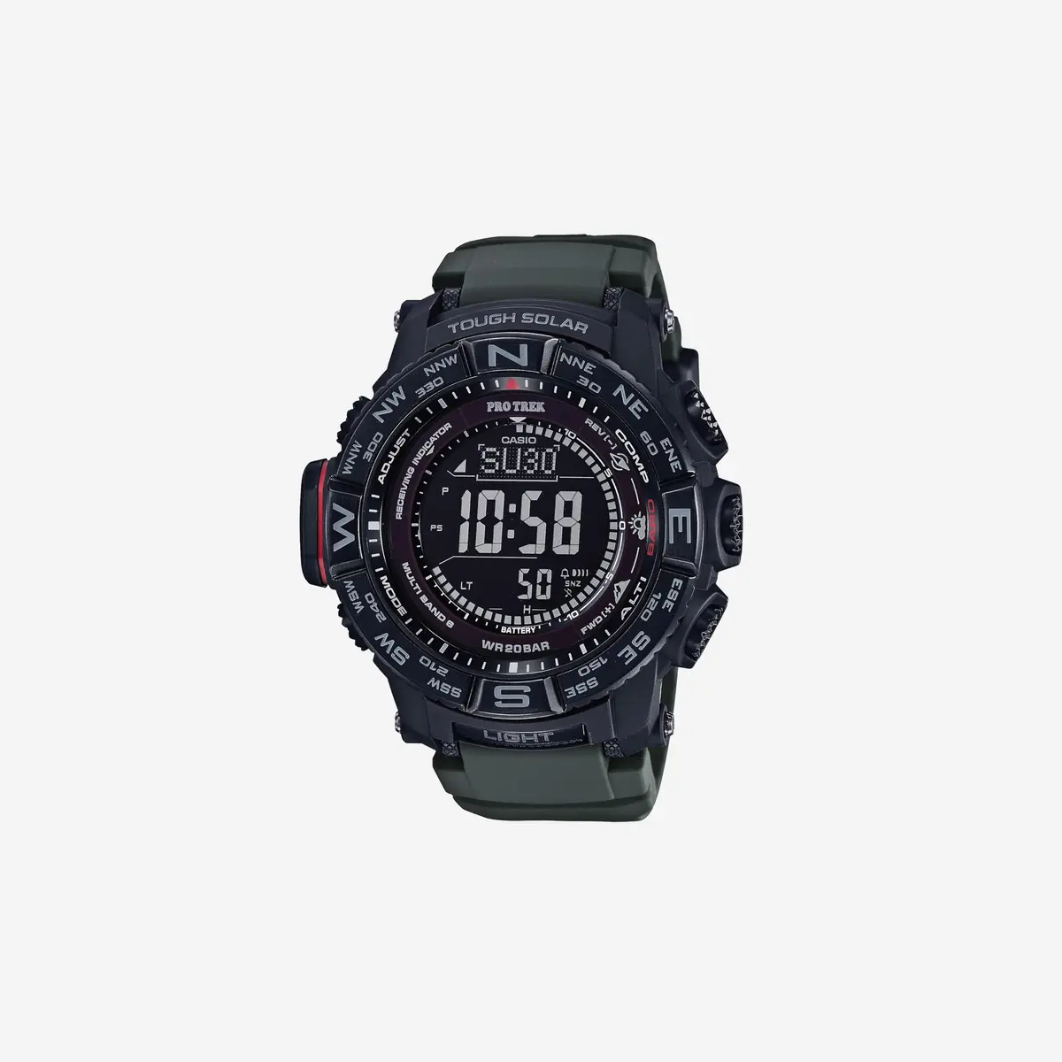 Casio Prw3500 Series / Pro Trek / 100M Wr / Compass / Alt/Baro-Thermo / Tough Solar Power / Atomic Timekeeping / 1-100 Sec Stopwatch / Countdown Timer / World Time 1