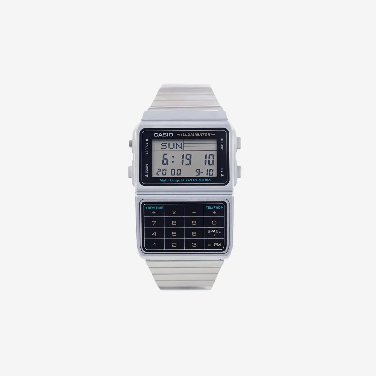 Casio Silver Tone 25 Memory Calculator Databank Watch 1