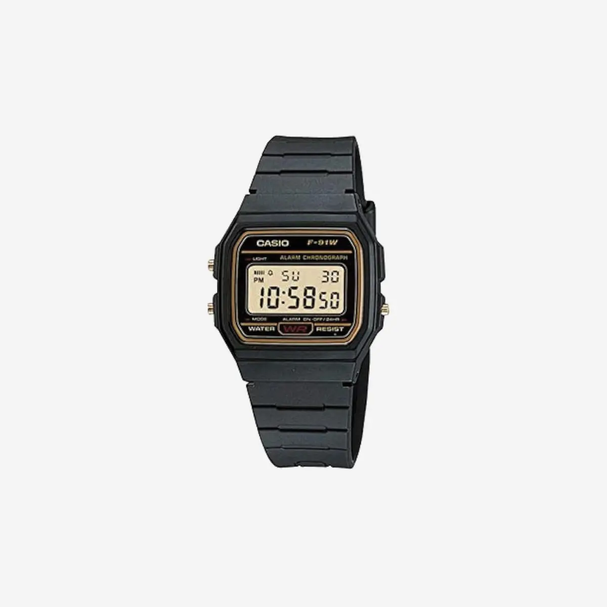 Casio F91wg-9 Retro Black Band Gold Face Alarm Chronograph Digital Watch 1