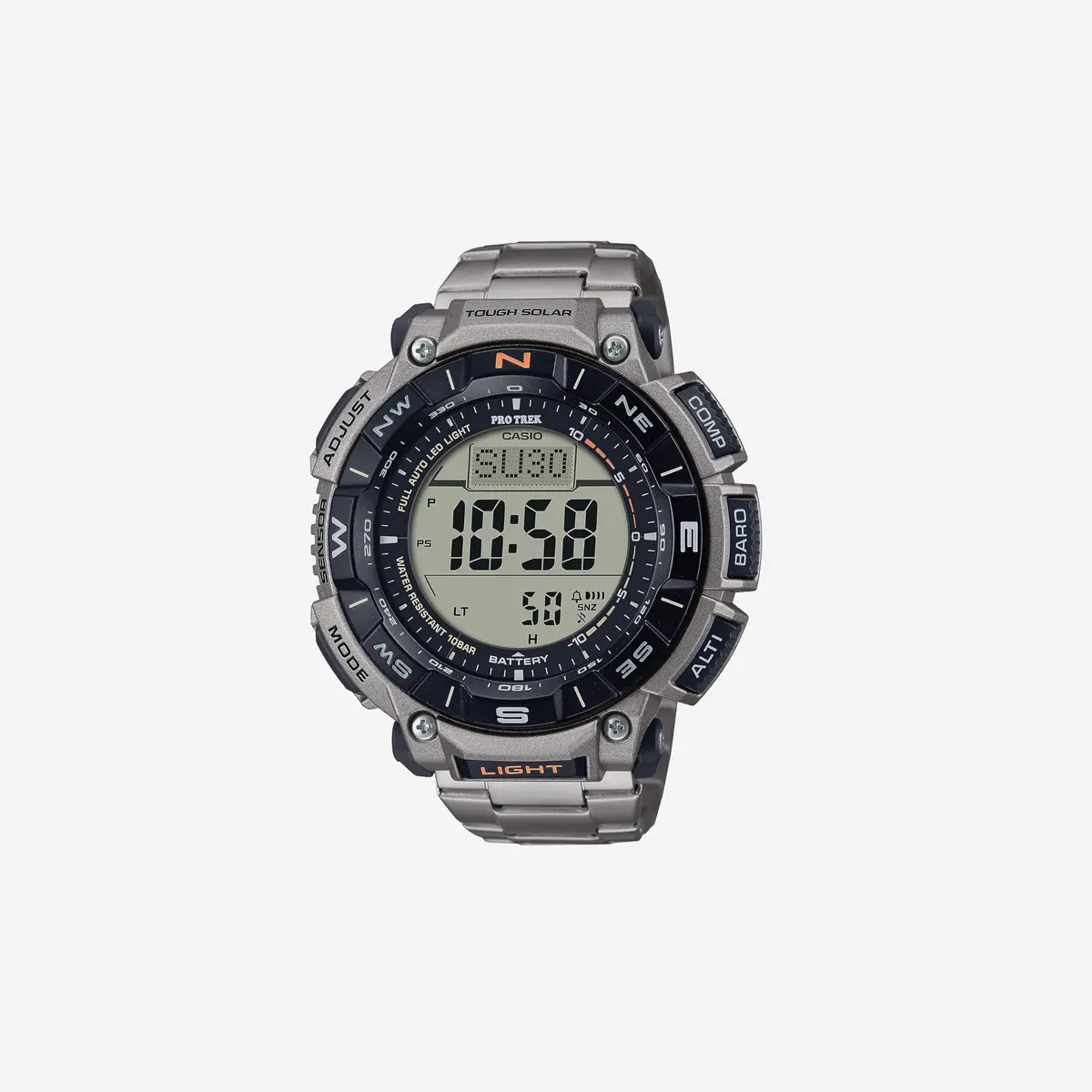 Casio Prg340 Series / Pro Trek / 100 Meter Water Resistance / Compass / Alt/Baro-Thermo / Tough Solar Power / 1-100 Sec Stopwatch / Countdown Timer / World Time 1