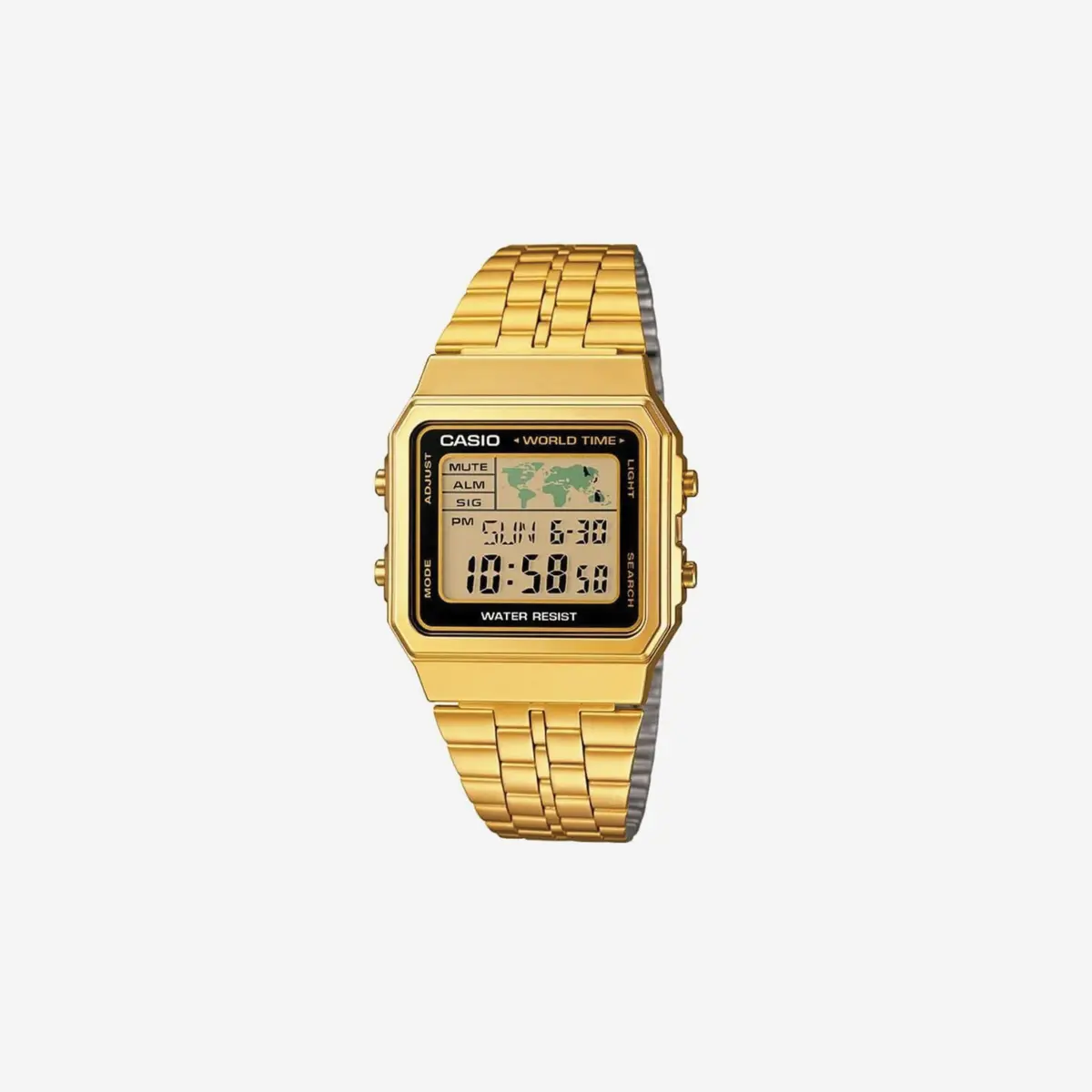 Casio A500wga-1D - Vintage - Unisex Watch - Digital Quartz - Lcd Dial - Gold Plated Steel Strap, Lcd/Gold, Bracelet 1
