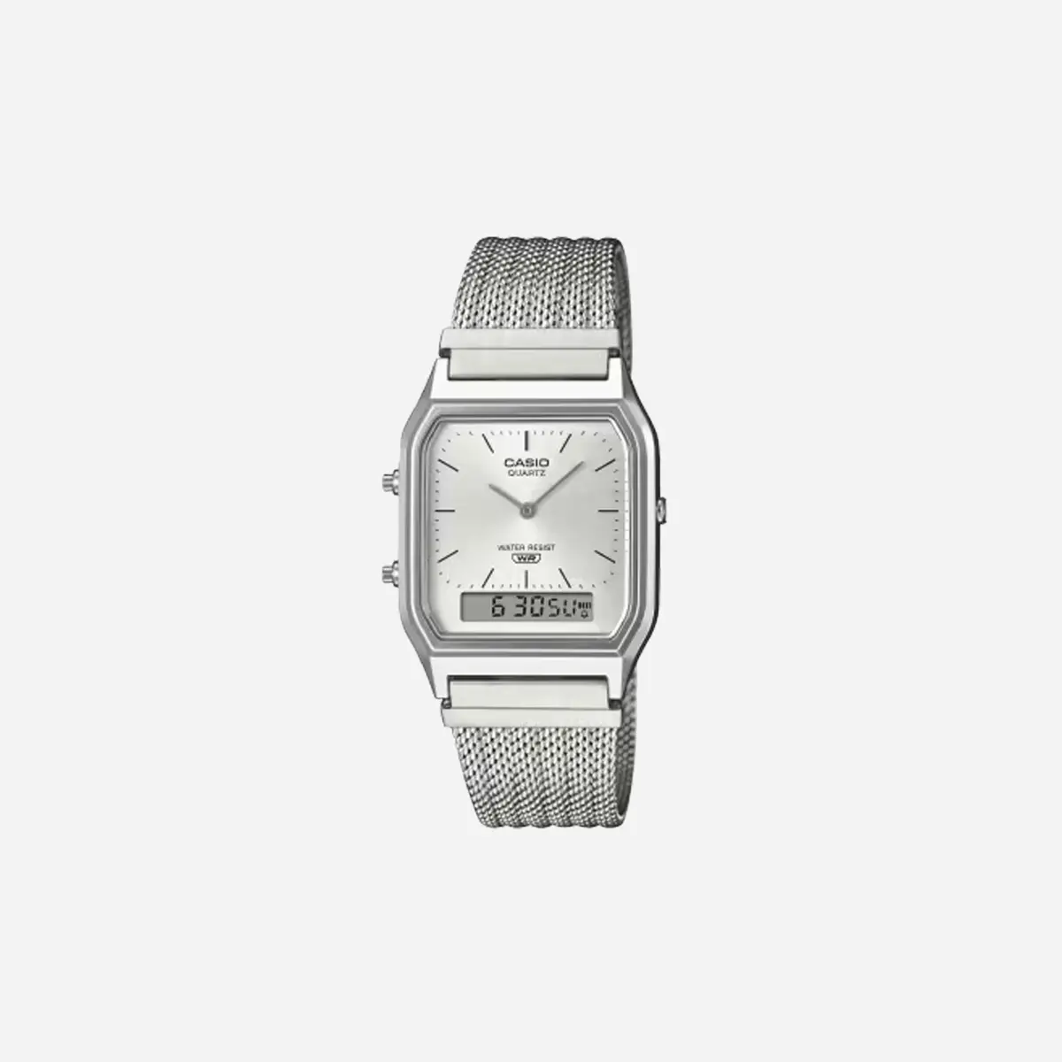 Casio Vintage Aq-230Em-7Adf Analog-Digital Mesh White Watch 1